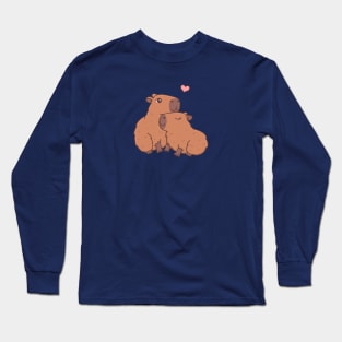 Kawaii capybaras in love Long Sleeve T-Shirt